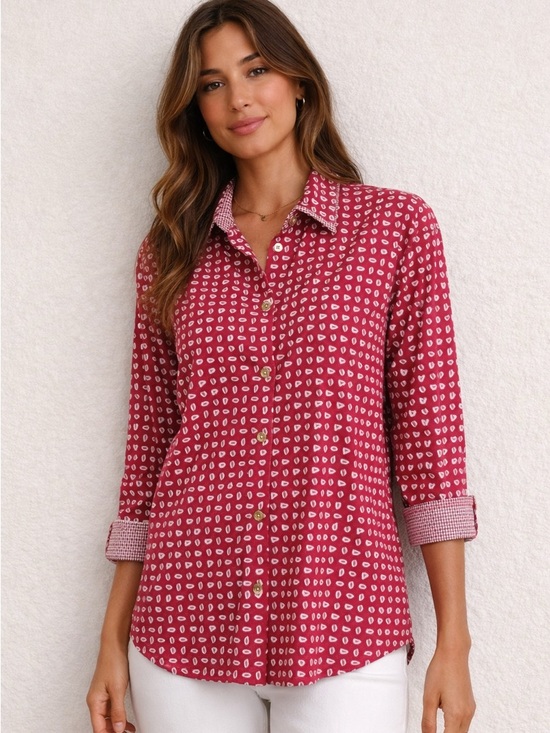 Jones New York Tops - Jones NY Signature Large Paisley Blouse Layered Collar, Golden Buttons, Classic